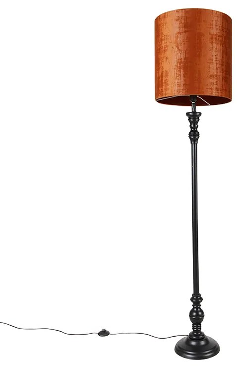 Klasszikus állólámpa fekete piros árnyékolóval 40 cm - Classico