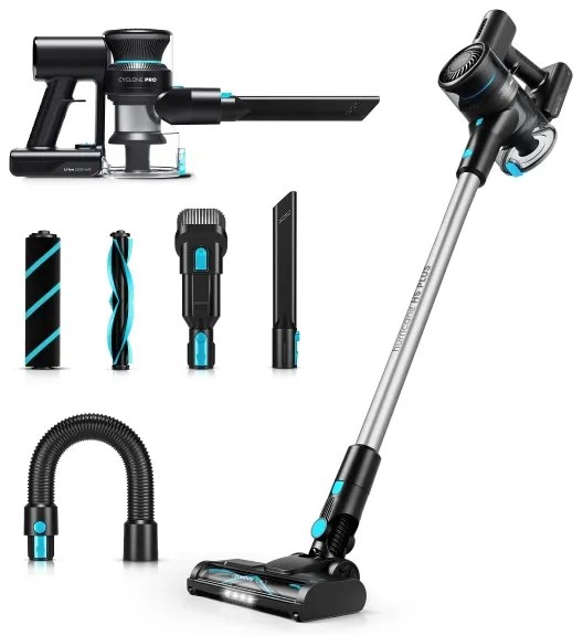 Niceboy ION Hurricane H5 Plus- Vezeték nélküli álló porszívó 2in1 140W/2200 mAh fekete