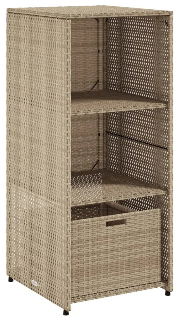 Bézs polyrattan kerti tárolószekrény 50 x 55 x 115 cm