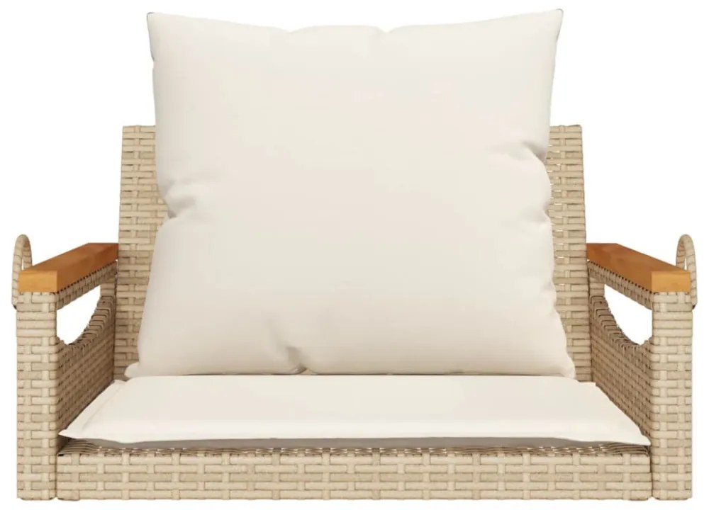 bézs polyrattan hintapad párnákkal 63 x 62 x 40 cm