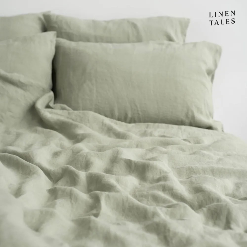 Világoszöld egyszemélyes len ágyneműhuzat 140x200 cm – Linen Tales