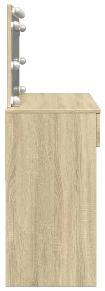 sonoma tölgy színű fésülködőasztal LED-del 100 x 40 x 120 cm