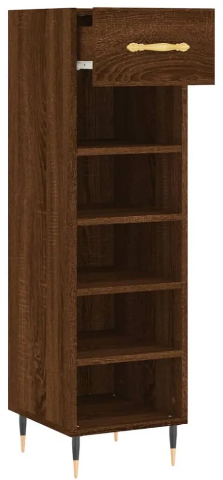 barna tölgyszínű szerelt fa cipősszekrény 30 x 35 x 105 cm
