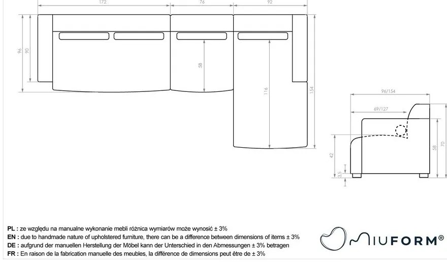 Világoszöld sarokkanapé (jobb oldali) Flex Felix – Miuform