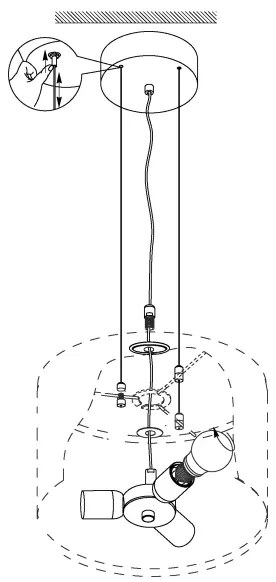 Eglo 31608 - Csillár kötélen MASERLO 3xE27/60W/230V