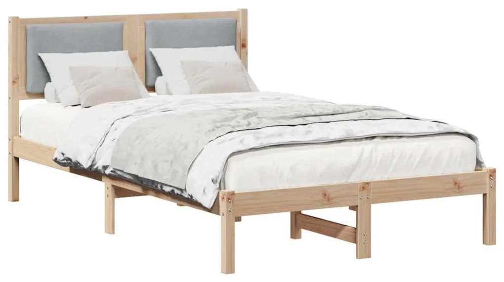 vidaXL Ágykeret fejtámlával Világosszürke 120 x 200 cm Tömör fenyőfa