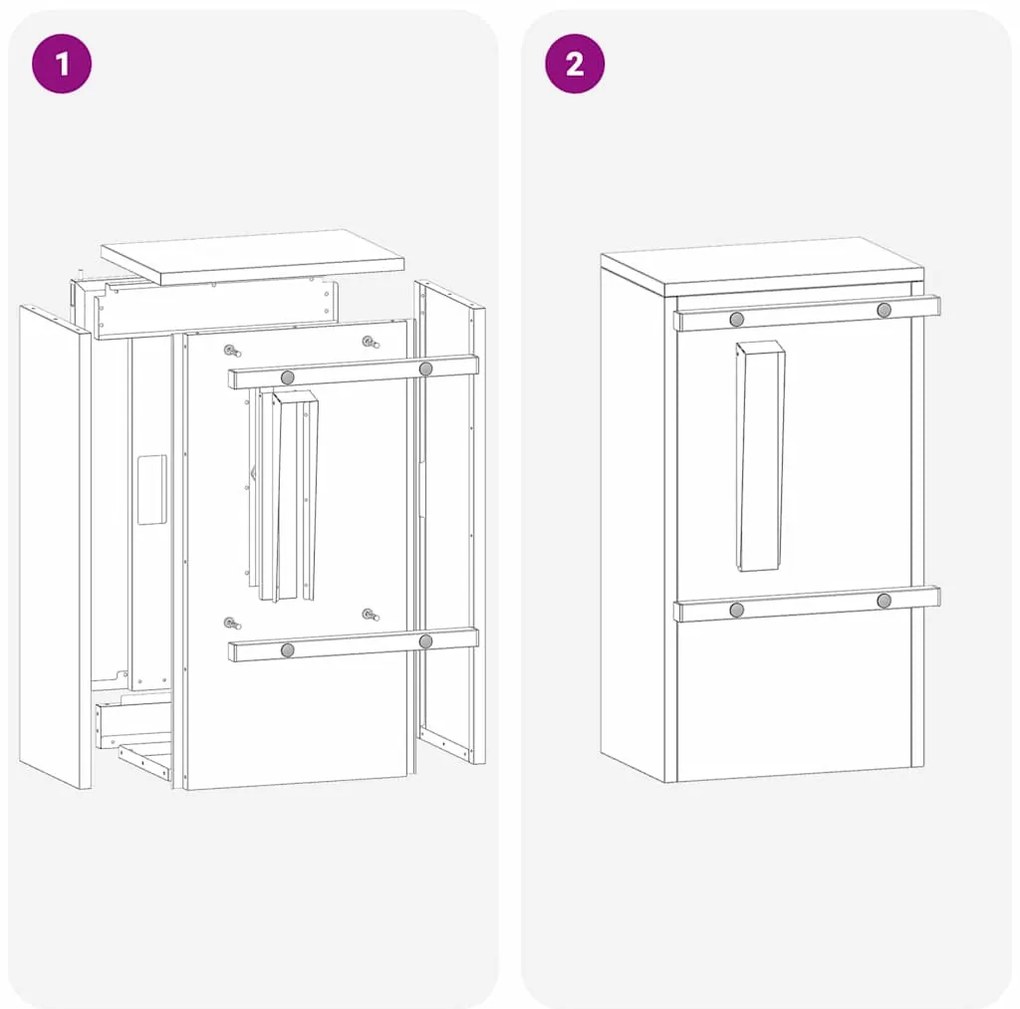 postaláda Fekete 30 x 23 x 55 cm Horganyzott acél