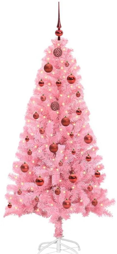 Karácsonyfa 150 LED-del állvánnyal Rózsaszín 150 cm PVC