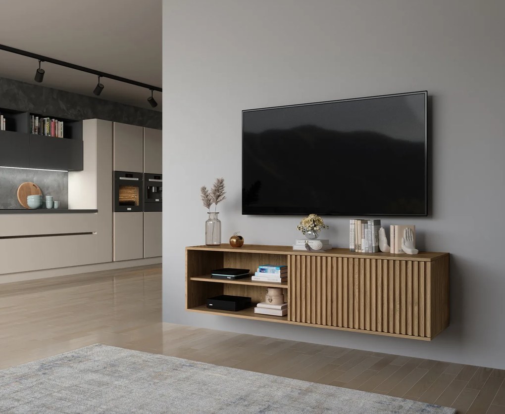 AKCIÓ Fali TV állvány ENTSIAN 150x40cm, artisan tölgy, II. osztály