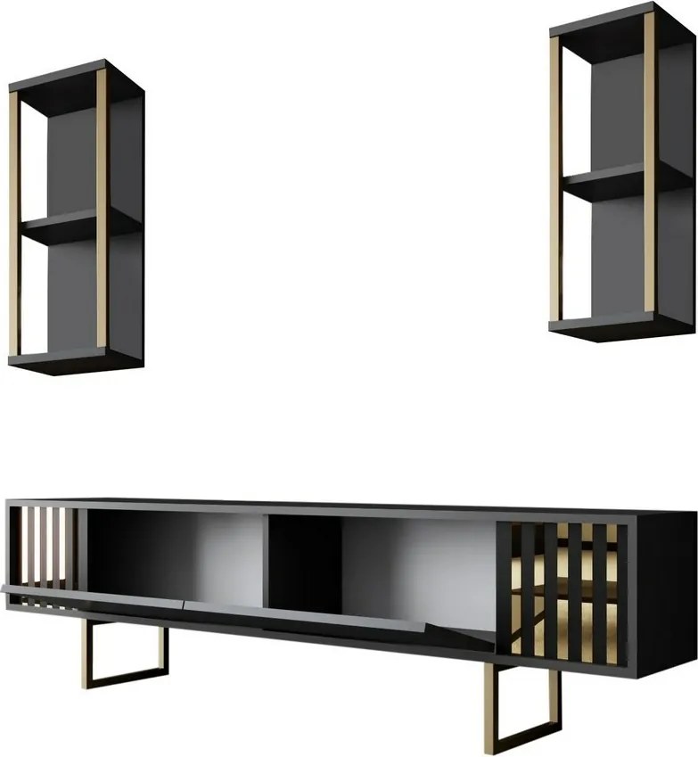 Tévés szekrény polcokkal Linie Anthracite and Gold