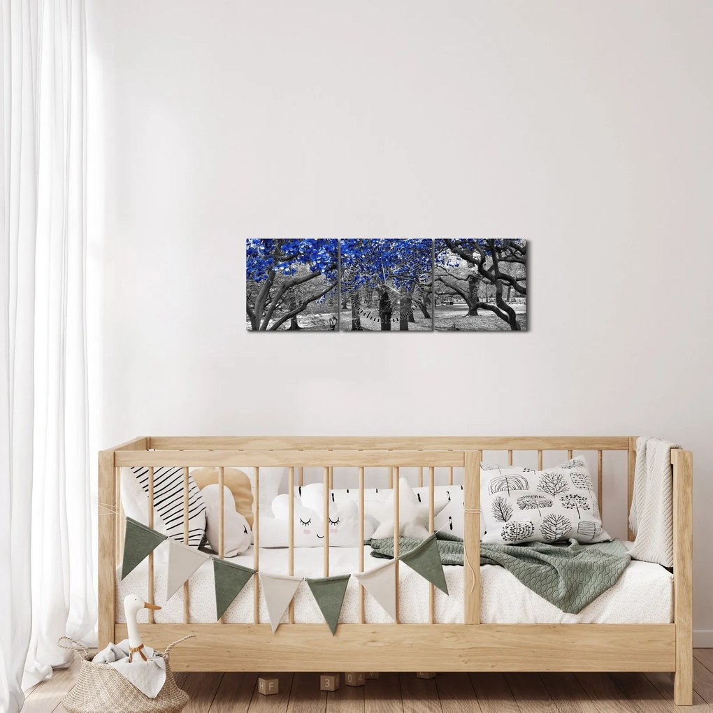 Kép - Kék fák, Central Park, New York (órával) (90x30 cm)