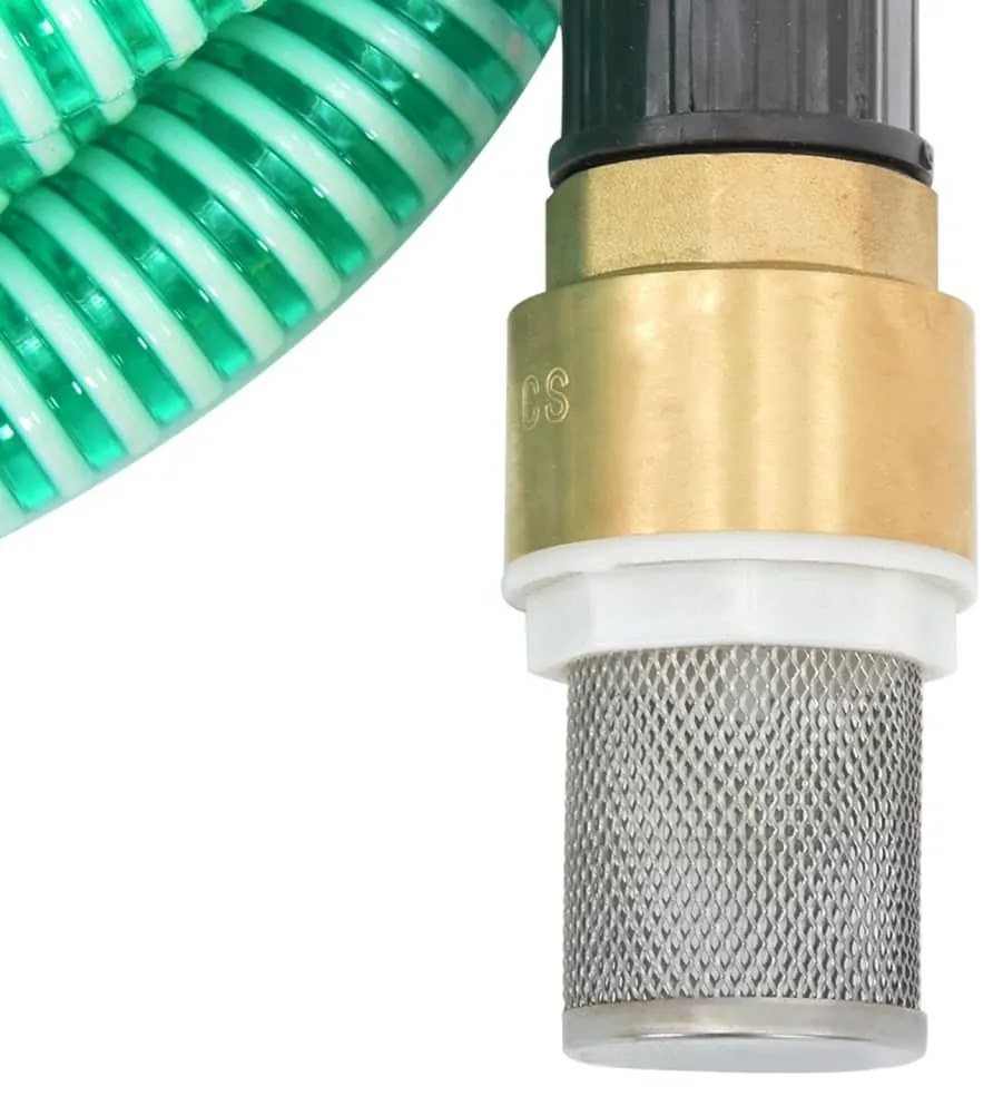 Zöld PVC szívótömlő sárgaréz csatlakozókkal 1,1&quot; 7 m