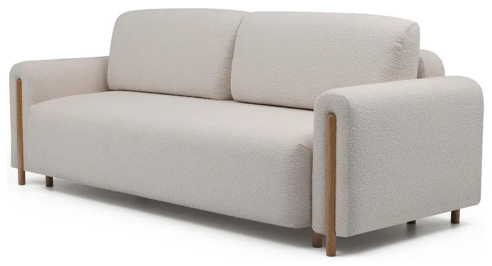 Szürkésbézs buklé kinyitható-tárolóhelyes kanapé 244 cm Arcadova – ELTAP