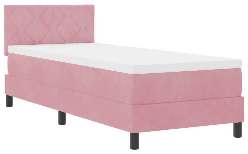 vidaXL Boxspring Ágy Mattal és LED Világítással Rózsaszín 80x200 cm Bársonyos
