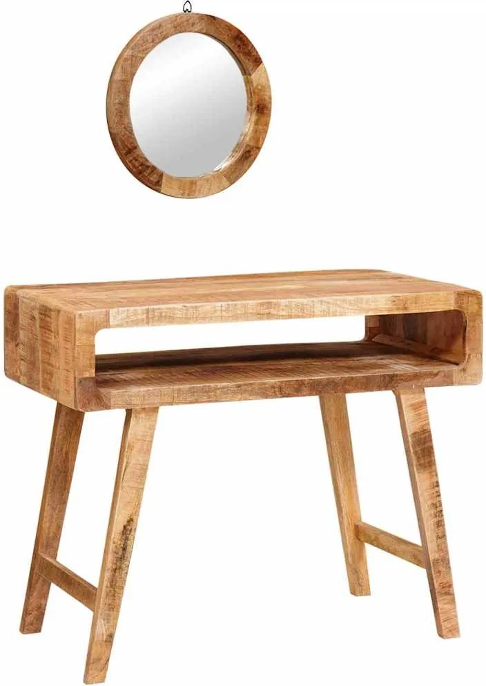 vidaXL Öltözködőasztal tárolóval Barna 90 x 76 x 45 cm Tömör Mangófát