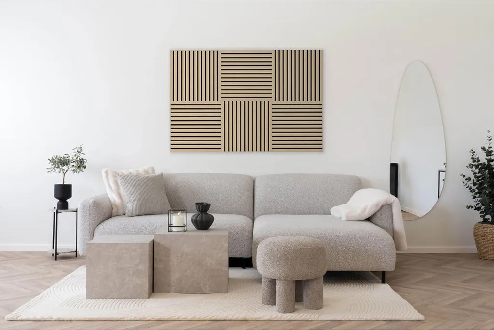 Akusztikus panel, fa furnér, natúr, tölgy hatású 52x52x2,2 cm