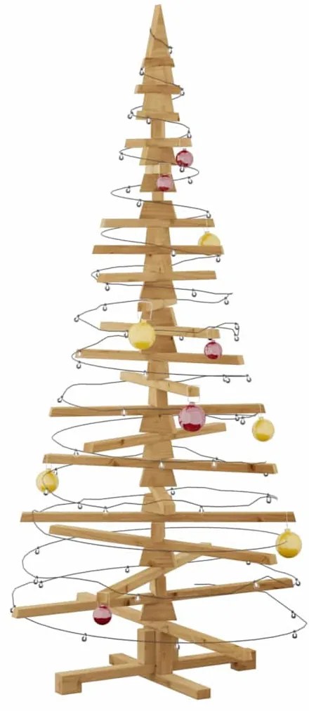 Fából készült Karácsonyfa állvánnyal Barna 180 cm Tömör fenyőfa