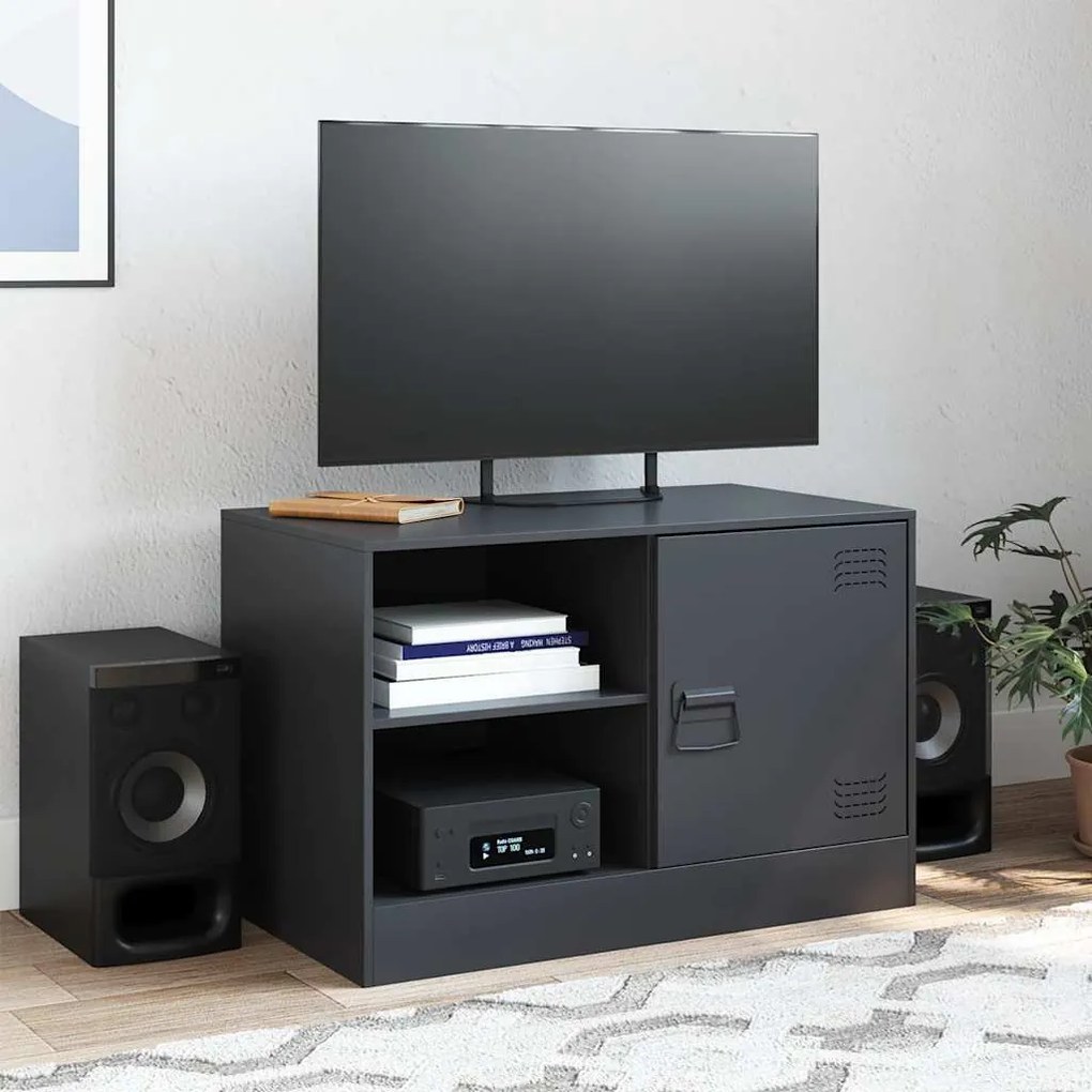 fekete acél TV-szekrény 67 x 39 x 44 cm