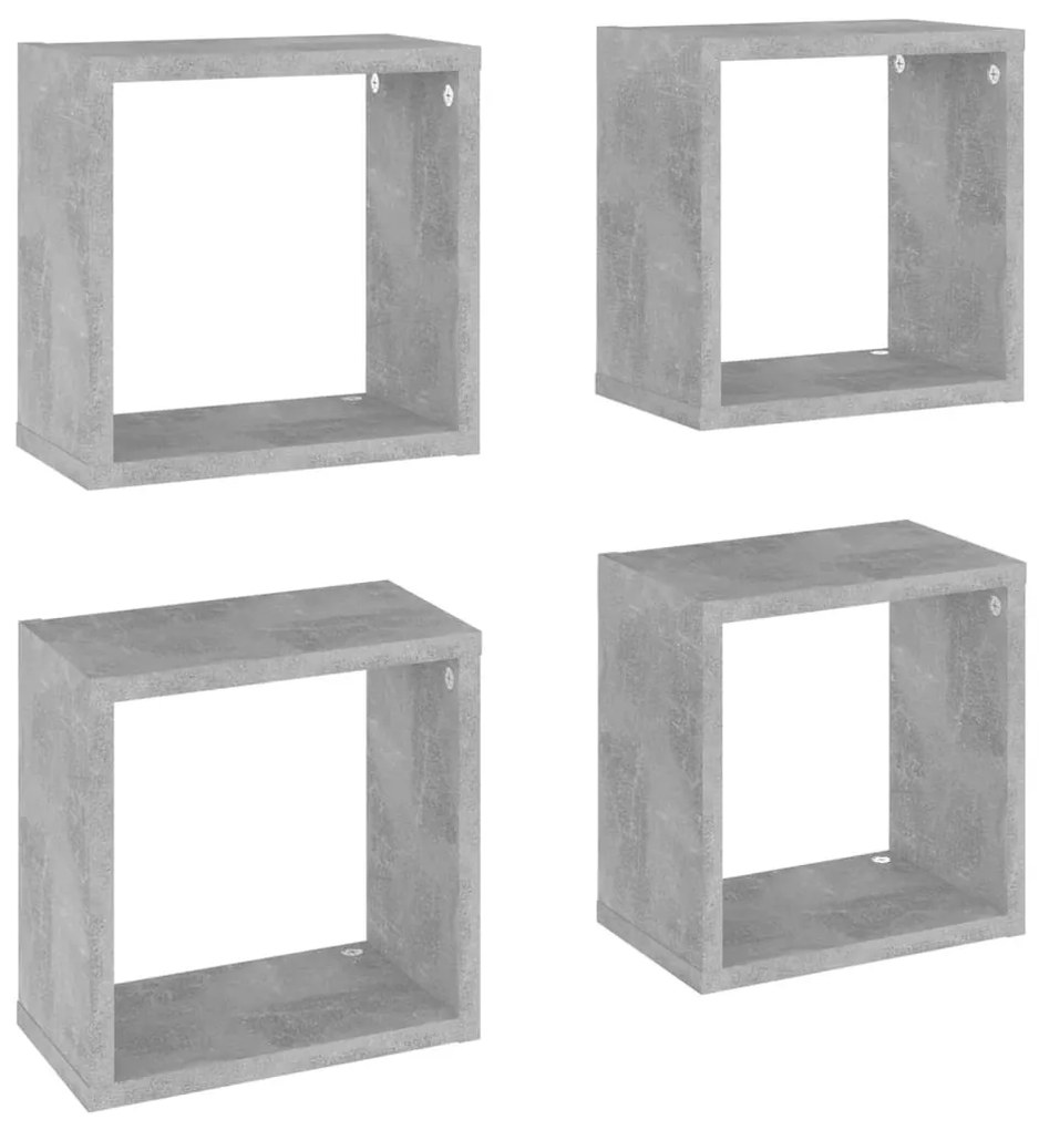 4 db betonszürke fali kockapolc 26 x 15 x 26 cm