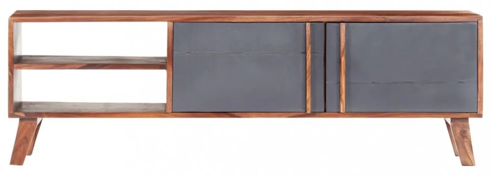 szürke tömör fa TV-szekrény 140 x 30 x 45 cm
