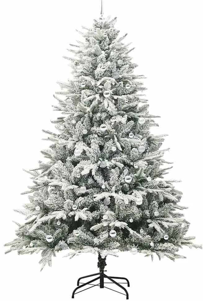 Műfenyő világítással és gömbkészlettel Zöld 240 cm PVC és PE