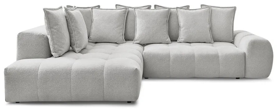 Világosszürke zsenília kinyitható-tárolóhelyes sarokkanapé (bal oldali-L alakú) Everest – Bobochic Paris