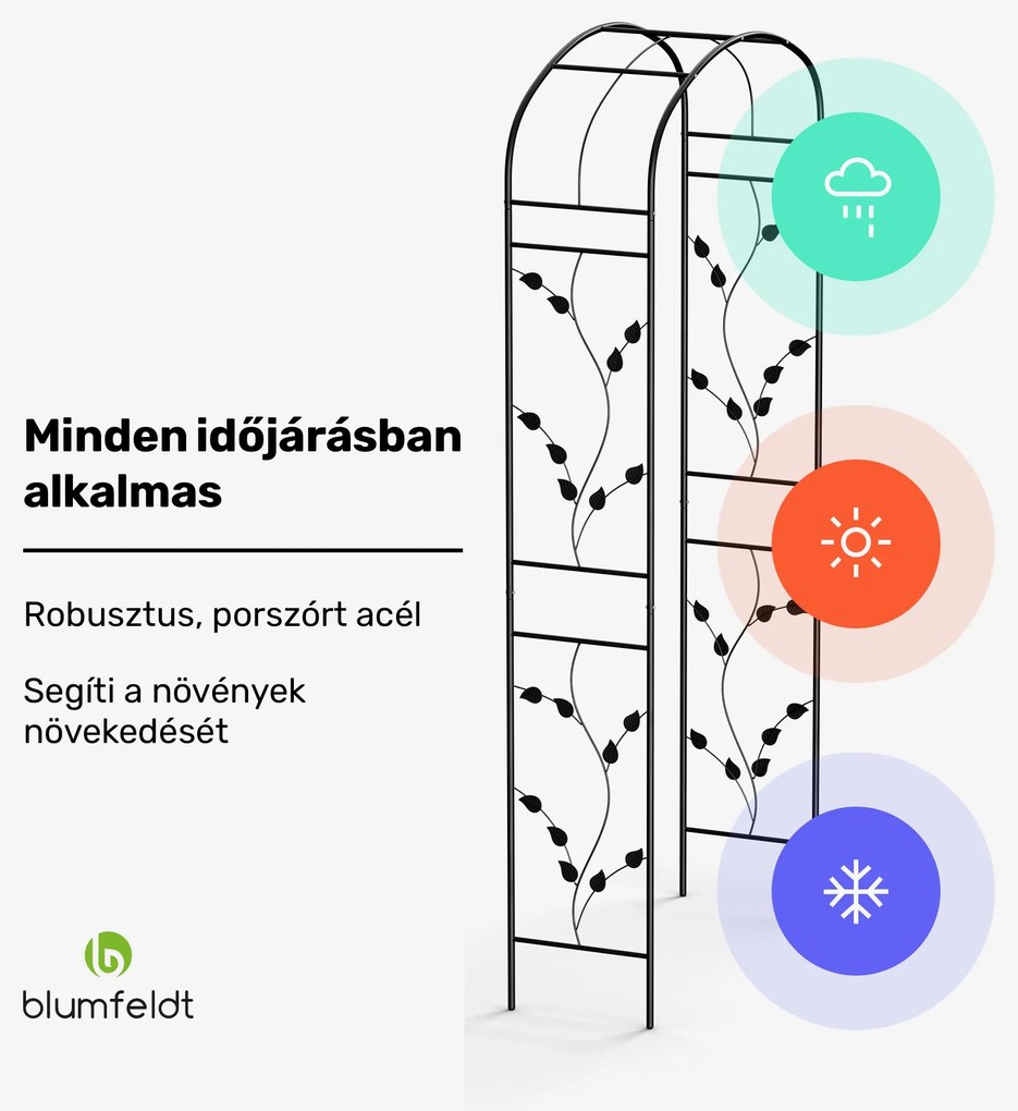 Blumfeldt FloraBelle Curve rózsaszín boltív, dekoratív levélminták, időjárásálló, segédeszköz kúszónövényekhez