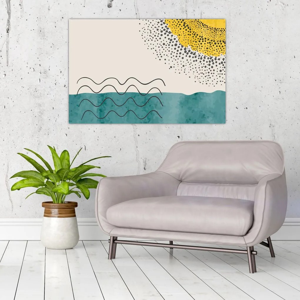 Kép - Absztrakt festmény a strandról N⁰1 (90x60 cm)