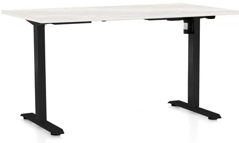 OfficeTech A állítható magasságú asztal, 120 x 80 cm, fekete alap, fehér kőris
