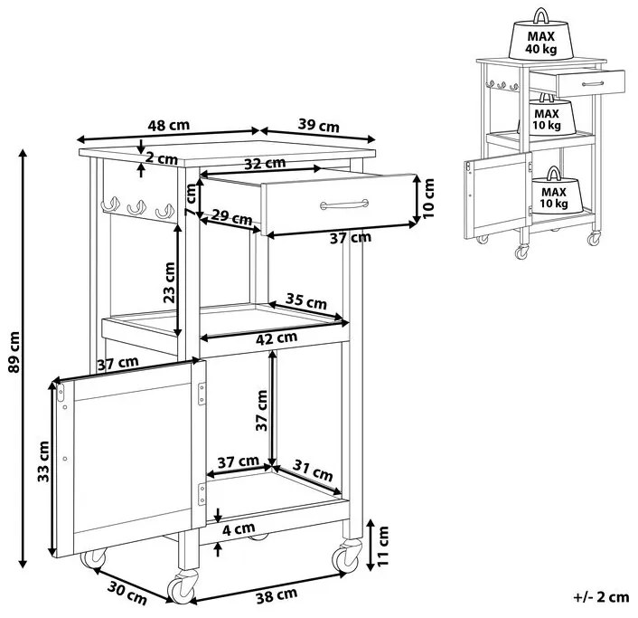 Praktikus Fekete Zsúrkocsi SIENA Beliani