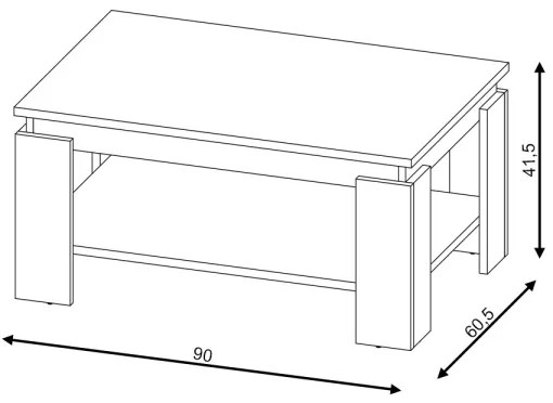 LUNO dohányzóasztal sonoma tölgy/fehér