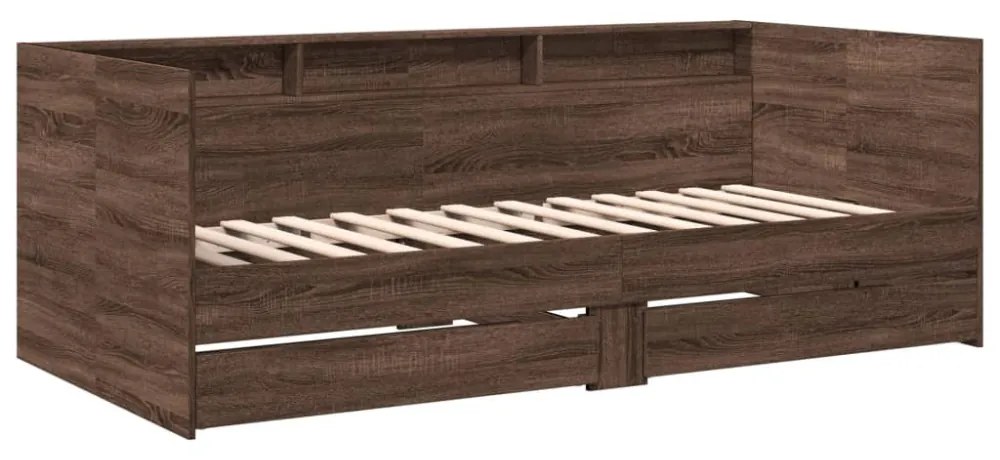 barna tölgy kanapéágy fiókkal matrac nélkül 75x190 cm