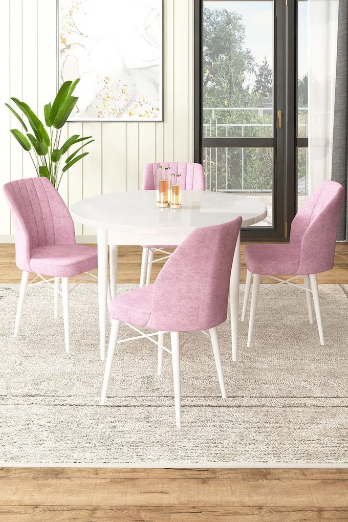 Rox étkezőgarnitúra, fehér-rózsaszín, 90 cm