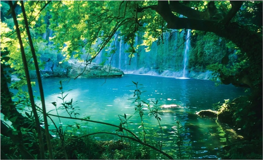 Fotótapéta Vízesés Tó Természet Táj Kilátás Tapéta Falra 312x219