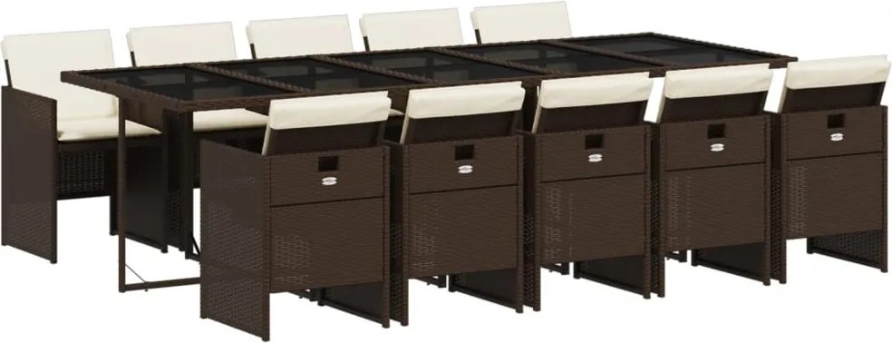 vidaXL 11 részes barna polyrattan kerti ülőgarnitúra párnákkal