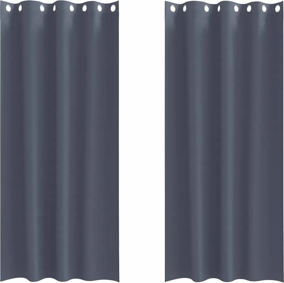vidaXL Fekete Függöny Gyűrűkkel 2 pcs Antracit 245 x 140 cm Poliészter