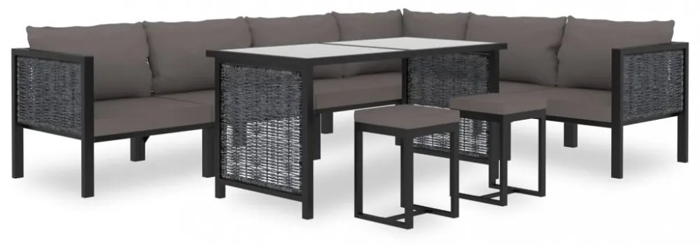antracitszürke polyrattan sarokkanapé-elem bal oldali karfával