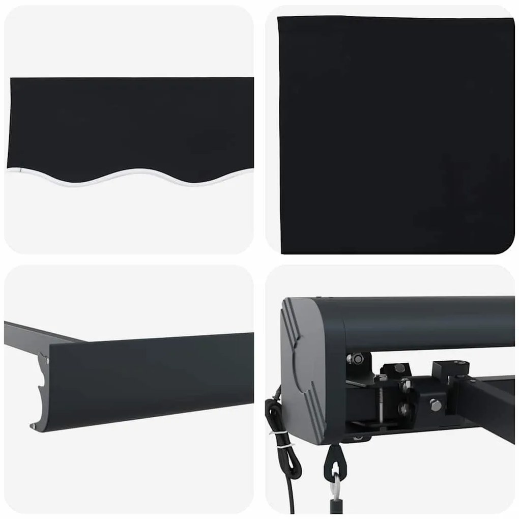 Behúzható napellenző Fekete 400 × 300 cm Szövet, Fém