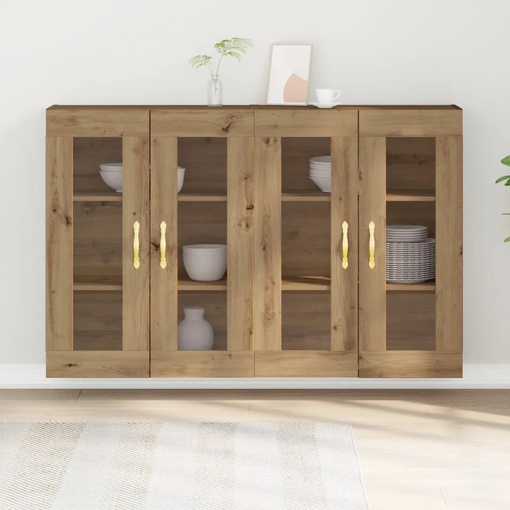 Fali Szekrények 2 db Kézműves Tölgy 69,5x34x90 cm Mérnöki Fa