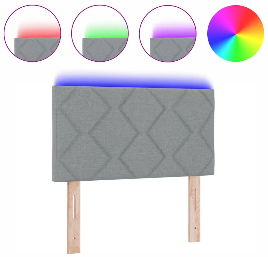 Fejtámla LED -es lámpákkal Állítható Világosszürke 80 cm szövet