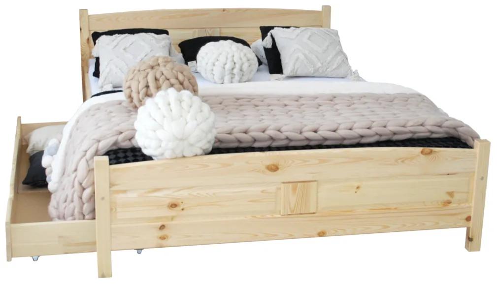 ANGEL magasított ágy + MORAVIA szendvics matrac + ágyrács AJÁNDÉK, 120x200 cm, natúr-lakk