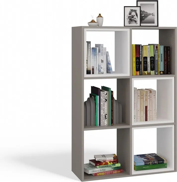 Malax 2x3 polc, 110x75x30 cm, agyag színű