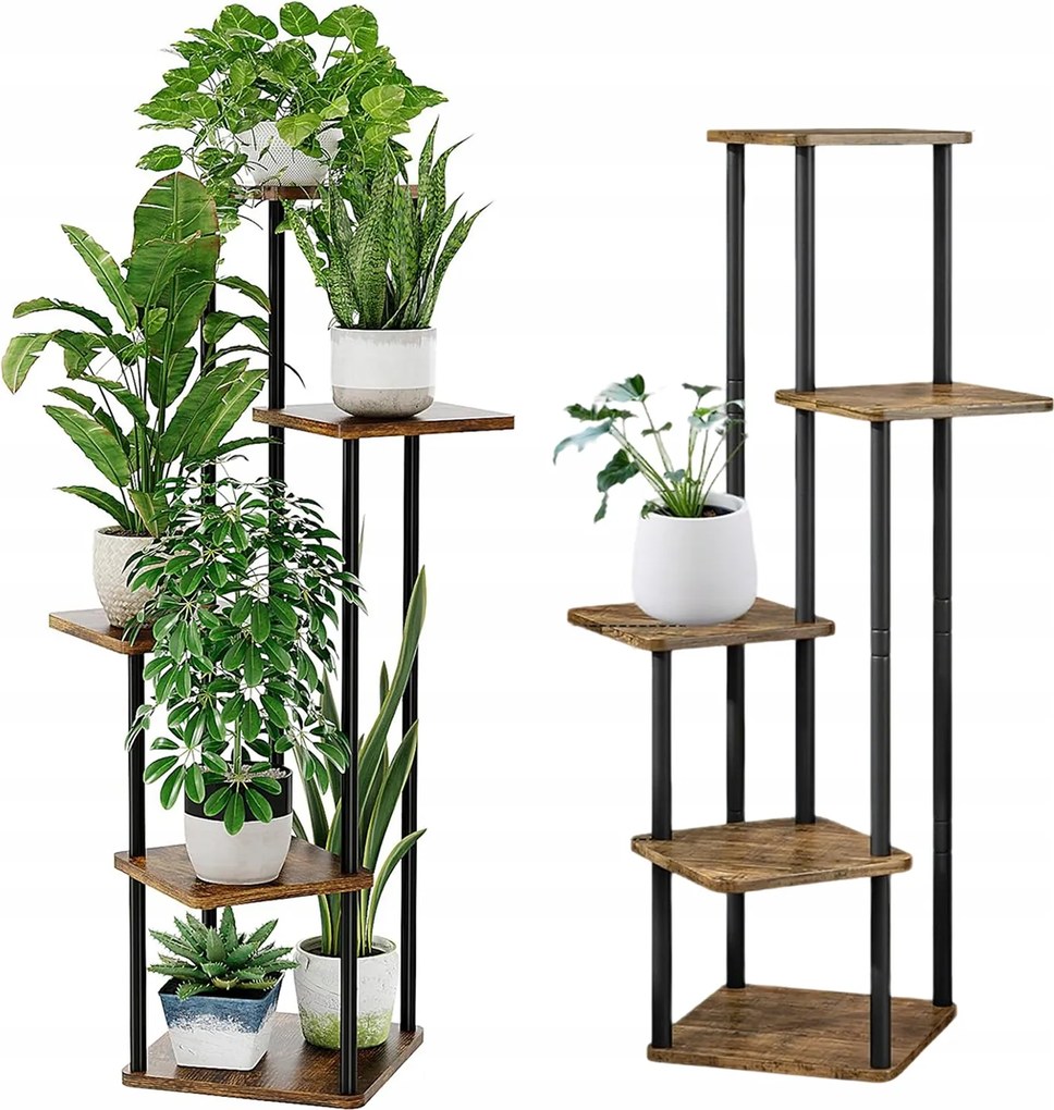 Virágágyás Álló Növénytartó Állvány Fém Fa 5SZINTES 106.7cm