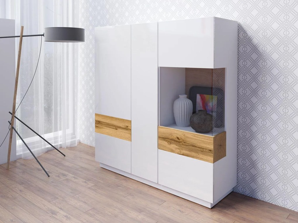 Vitrin Stacey Typ 46 (tölgy + magasfényű fehér). 1030471