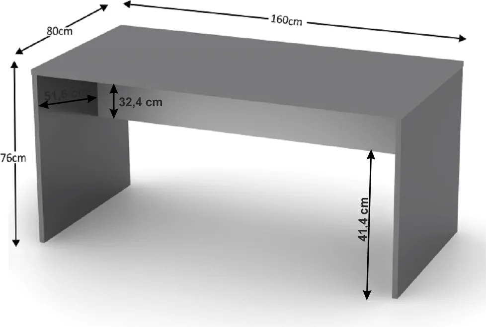 Íróasztal, grafit/féher, RIOMA NEW TYP 16