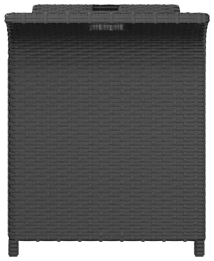 fekete polyrattan kerti pad párnával 116 x 46 x 57 cm