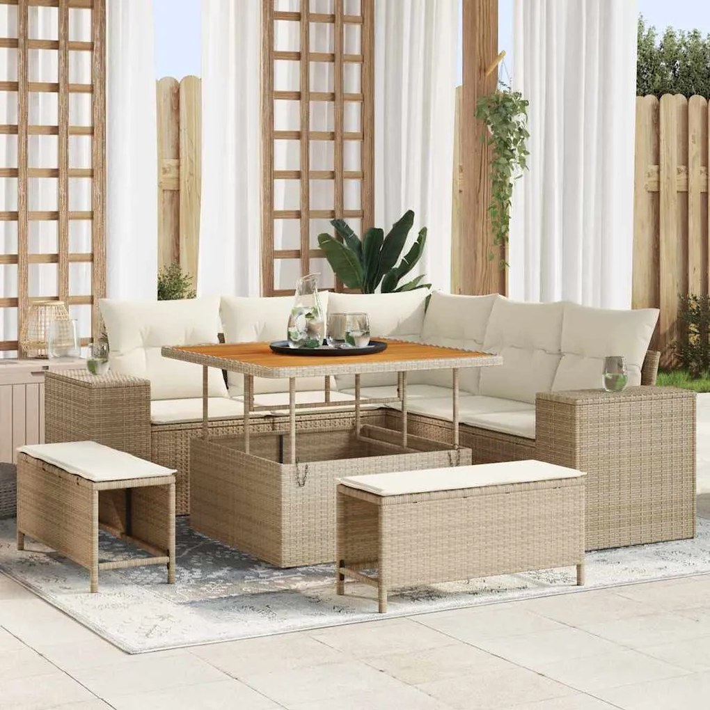 Kerti Kanapé Szett 8 pcs Beige és krém 100 x 100 x 71 cm