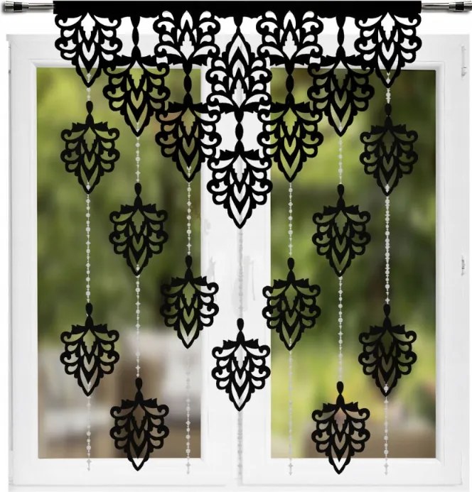 Áttört Dekorációs Panel 110 x 150 Medálokkal És Gyöngyökkel Fekete