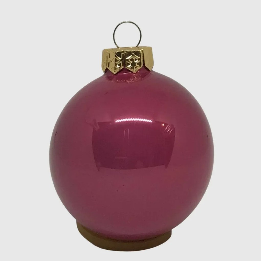 Rózsaszín karácsonyi üveggömb szett, 6 cm, 12 db
