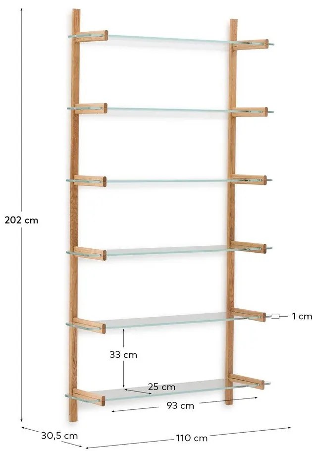 Natúr színű üveg moduláris polcrendszer 110x202x30,5 cm Sitra – Kave Home